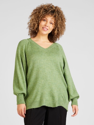ONLY Carmakoma Sweter 'JADE' w kolorze zielony: przód