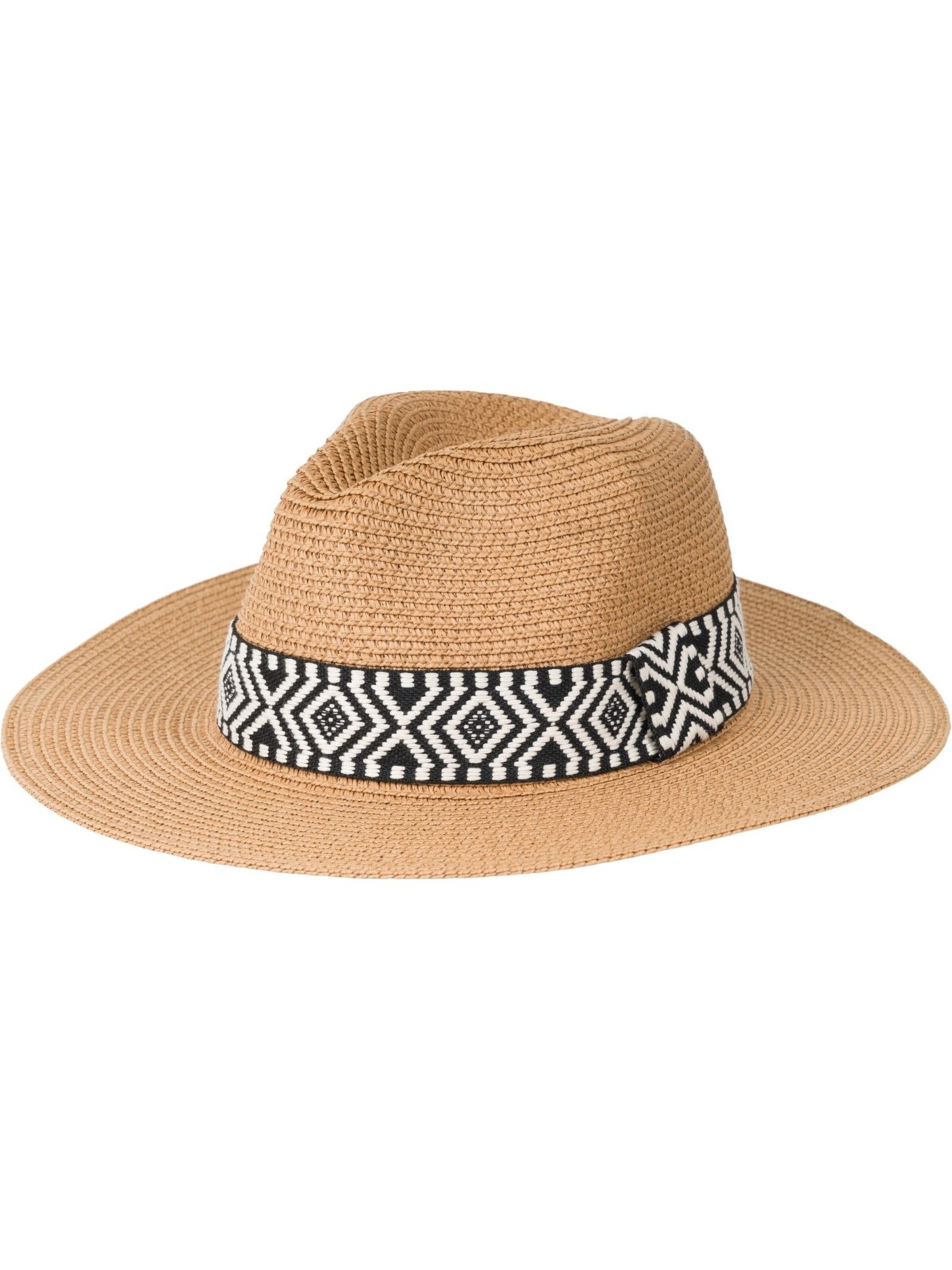 styleBREAKER Hat 'Panama Strohhut Hutband Azteken Muster' in Brown