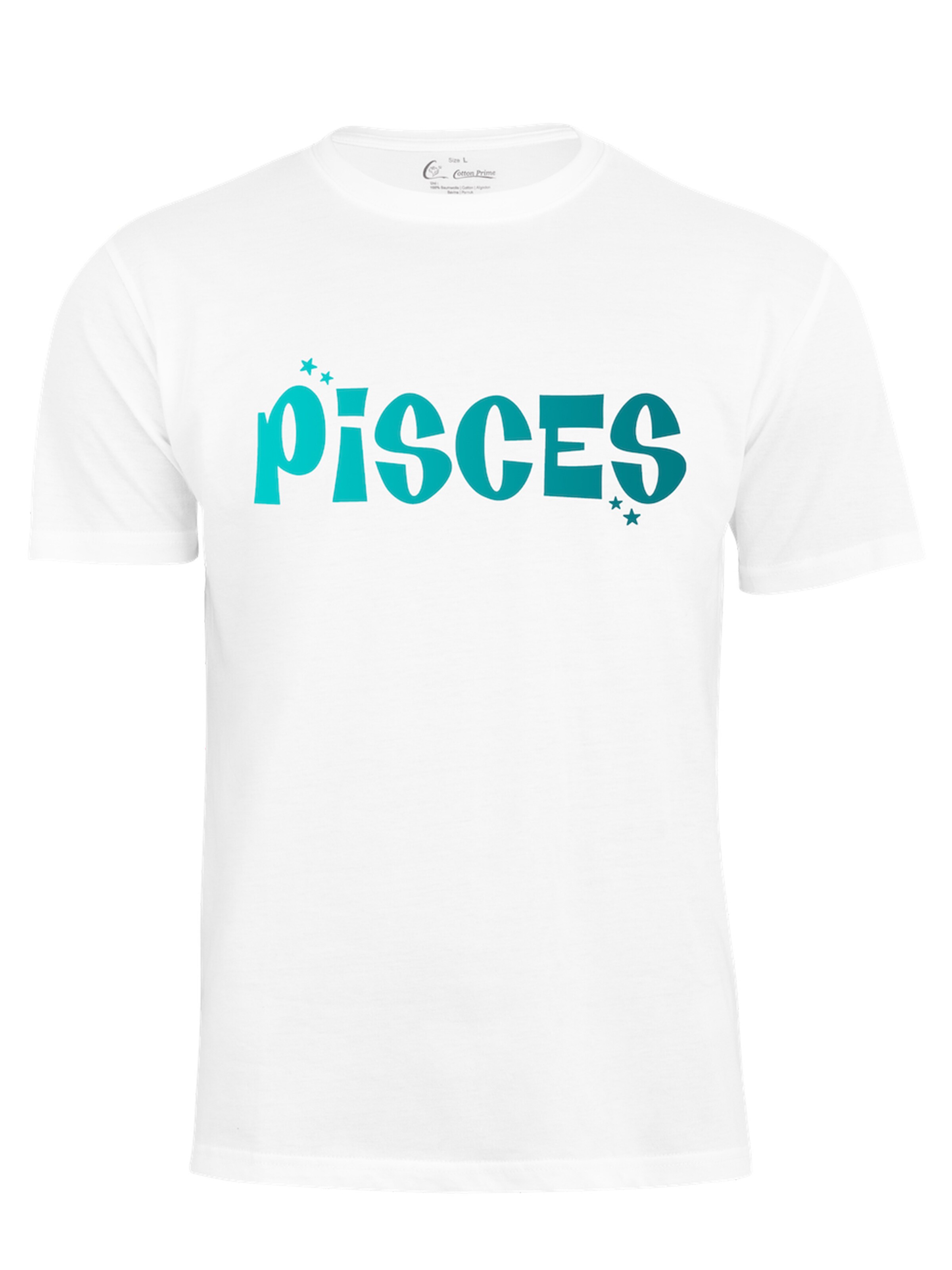 Maglietta 'Sternzeichen Fische' di Cotton Prime in bianco: frontale