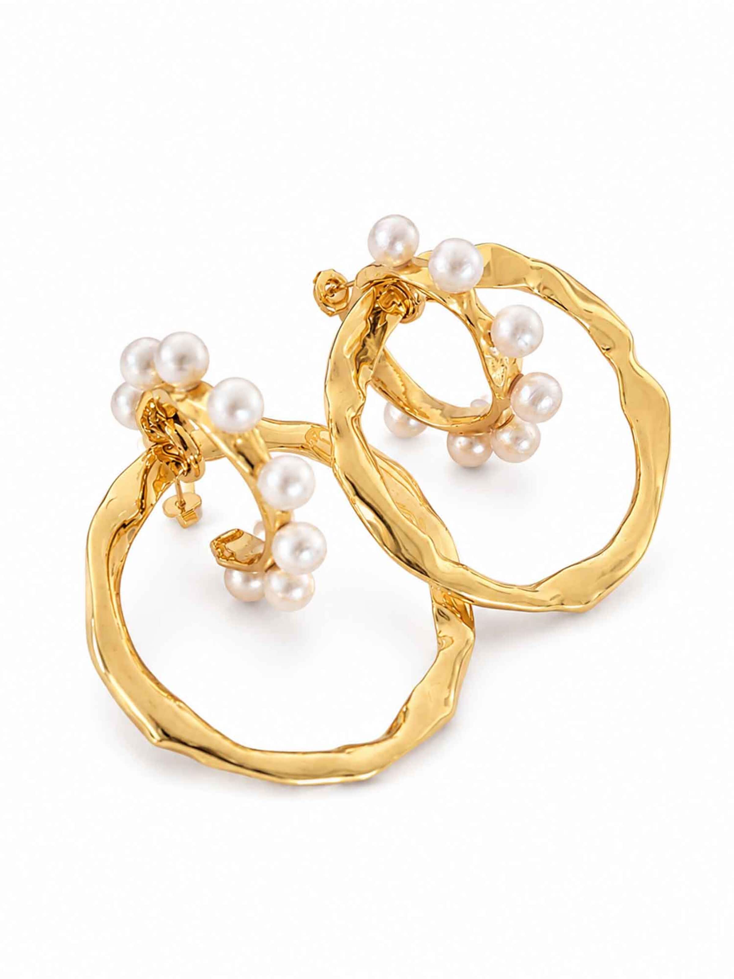 RteRmeNaušnice 'Two-Way Pearl Gold Hoop Earrings' - zlatna boja