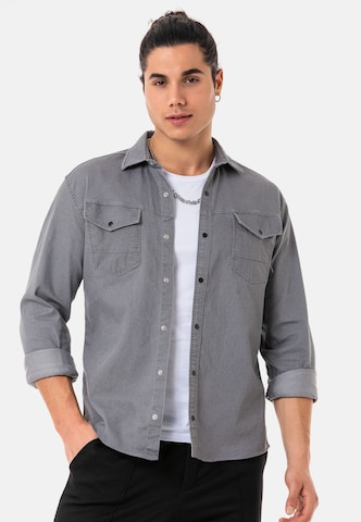 Redbridge Regular fit Button Up Shirt in Grey: front