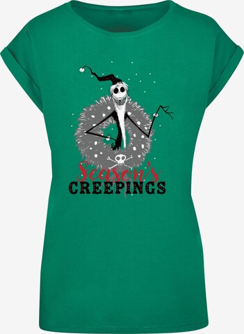 ABSOLUTE CULT Shirt 'The Nightmare Before Christmas - Seasons Creepings Wreath' in Groen: voorkant