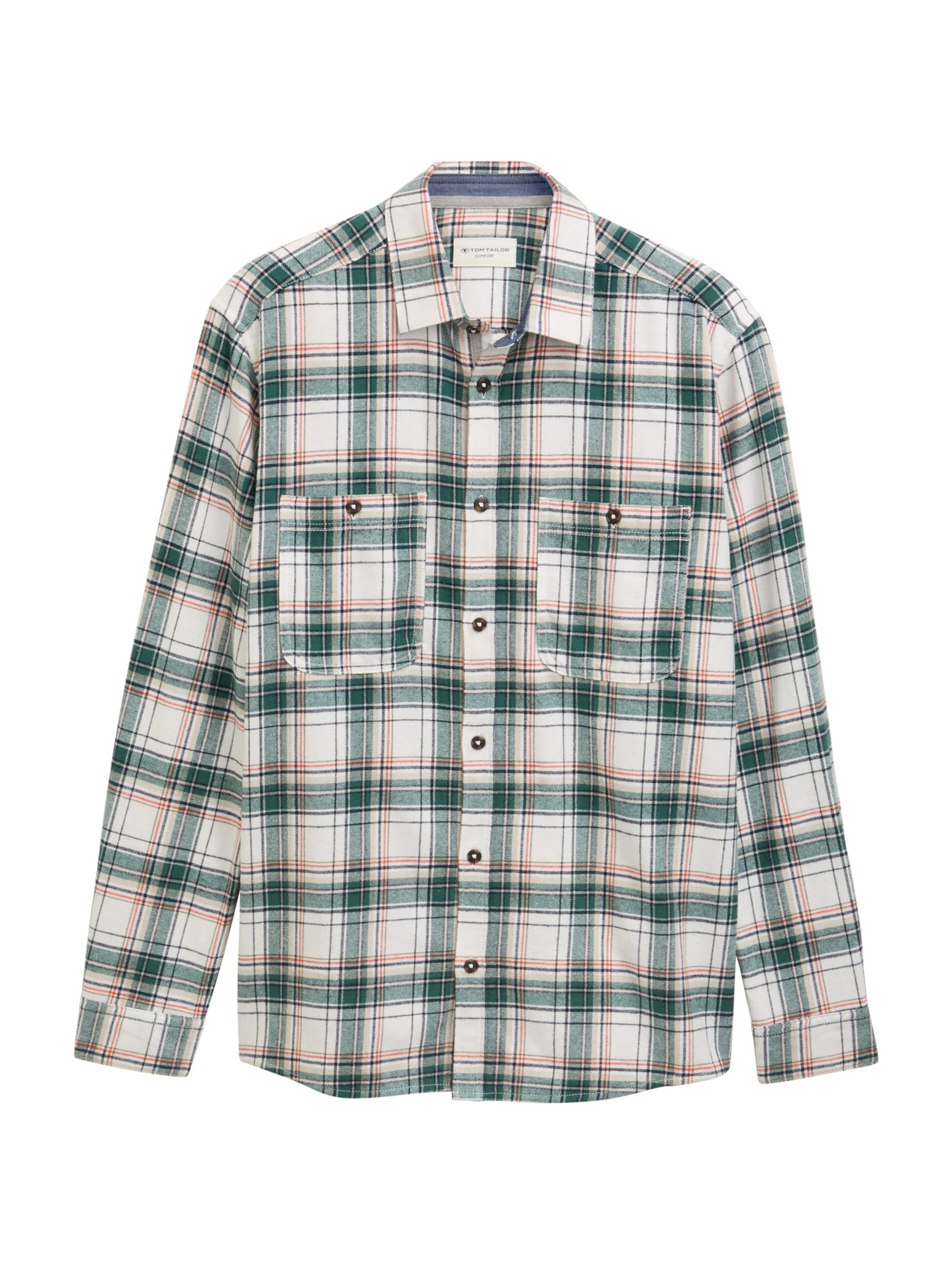 TOM TAILOR Comfort fit Button Up Shirt in Green: front