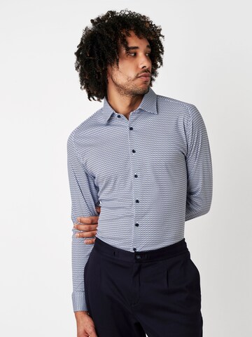 DESOTO Slim Fit Jerseyhemd in Blau: Vorderseite