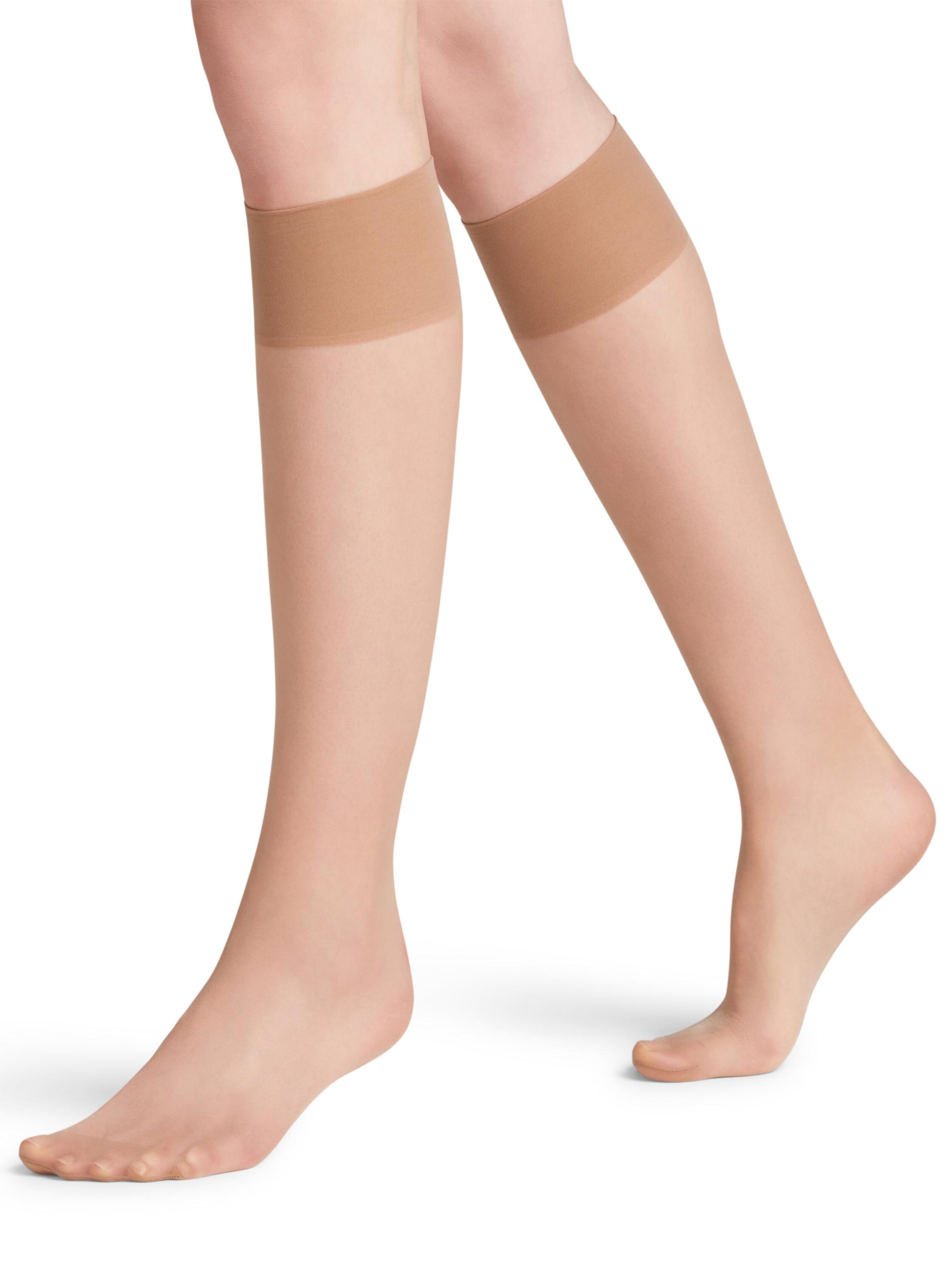 FALKE Knee High Socks 'Seidenglatt' in Brown: front