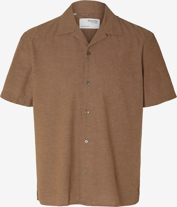 SELECTED HOMME Button Up Shirt in Brown: front