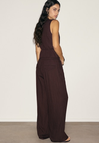Wide Leg Pantalon à pince Pull&Bear en marron