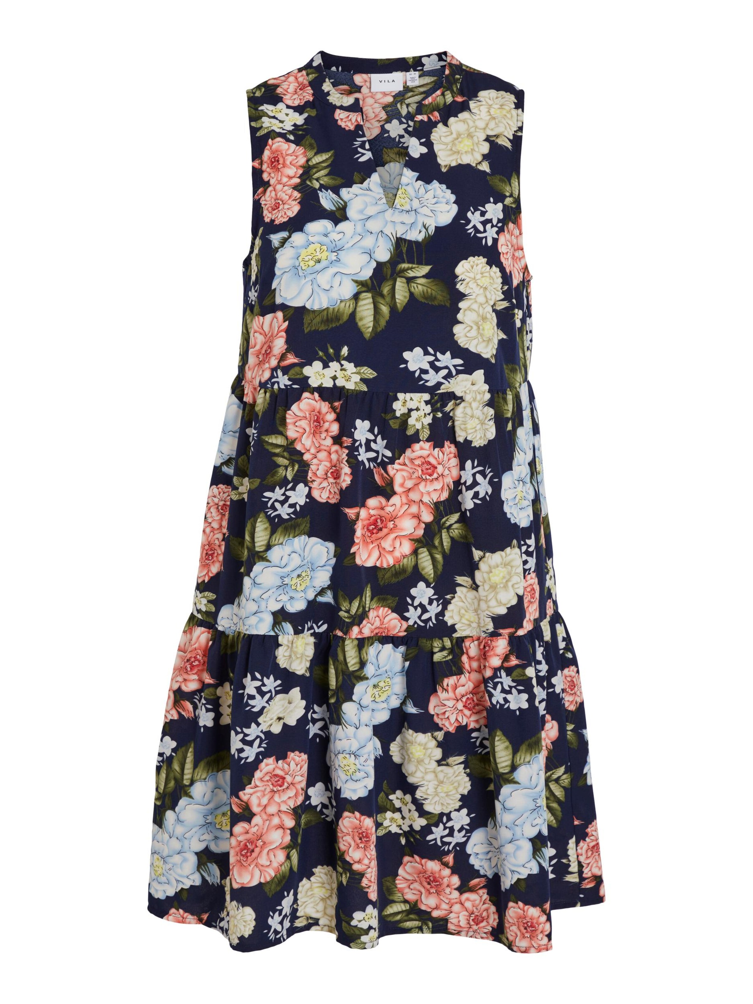 VILA - Vestido camisero en azul: frente