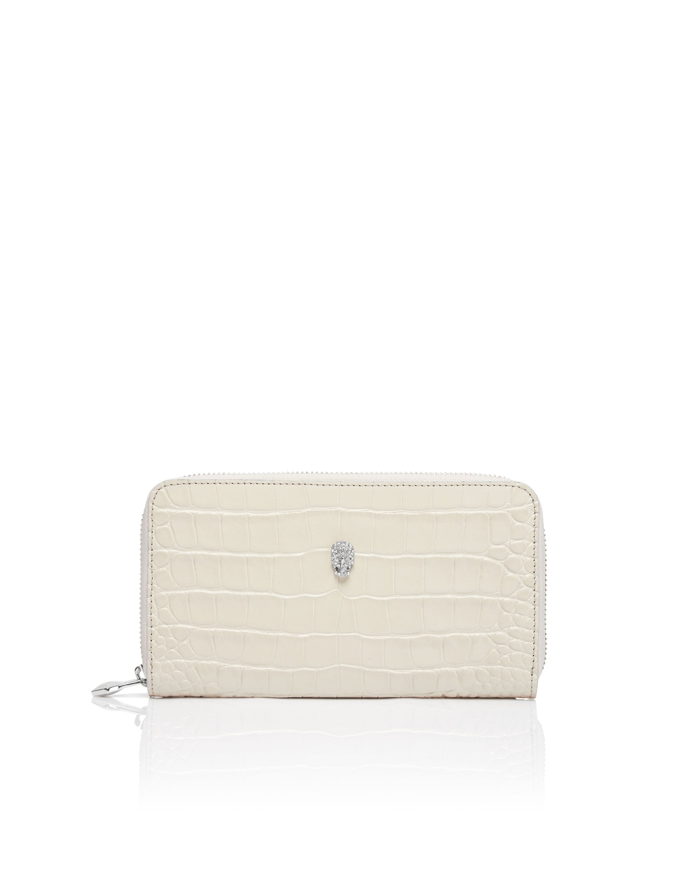 Portamonete di Philipp Plein in beige: frontale