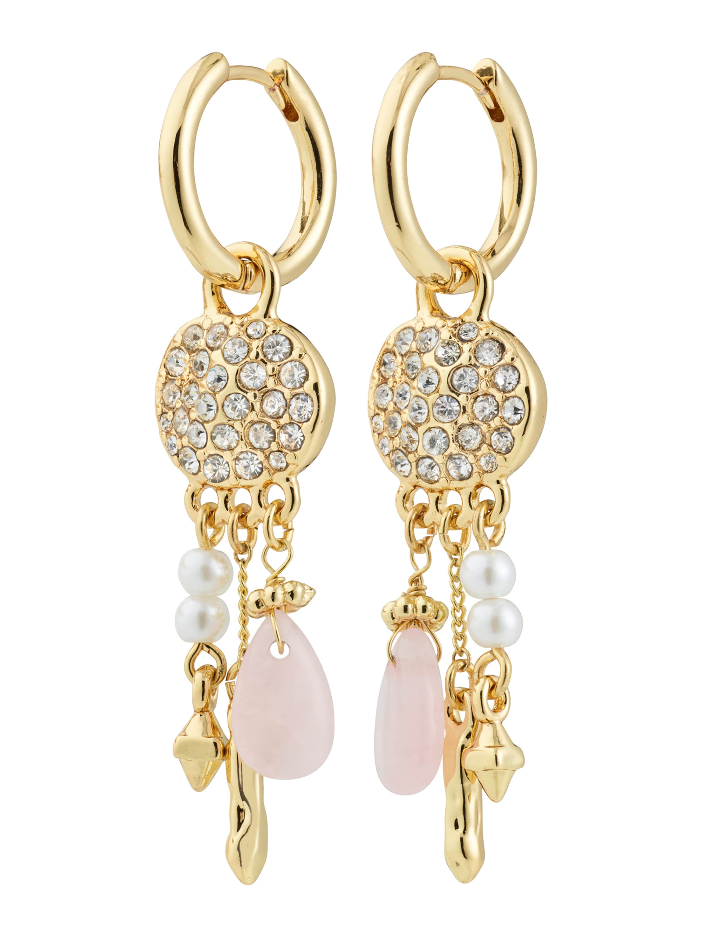 Pilgrim Ohrringe 'Shift' in gold / rosé / transparent / perlweiß, Produktansicht