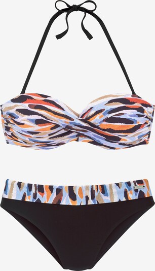 LASCANA Bikini | dimno modra / kostanj rjava / oranžna / črna barva, Prikaz izdelka
