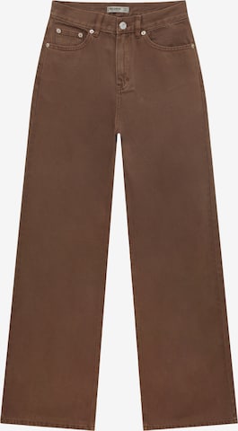 Pull&Bear Wide leg Jeans in Brown: front
