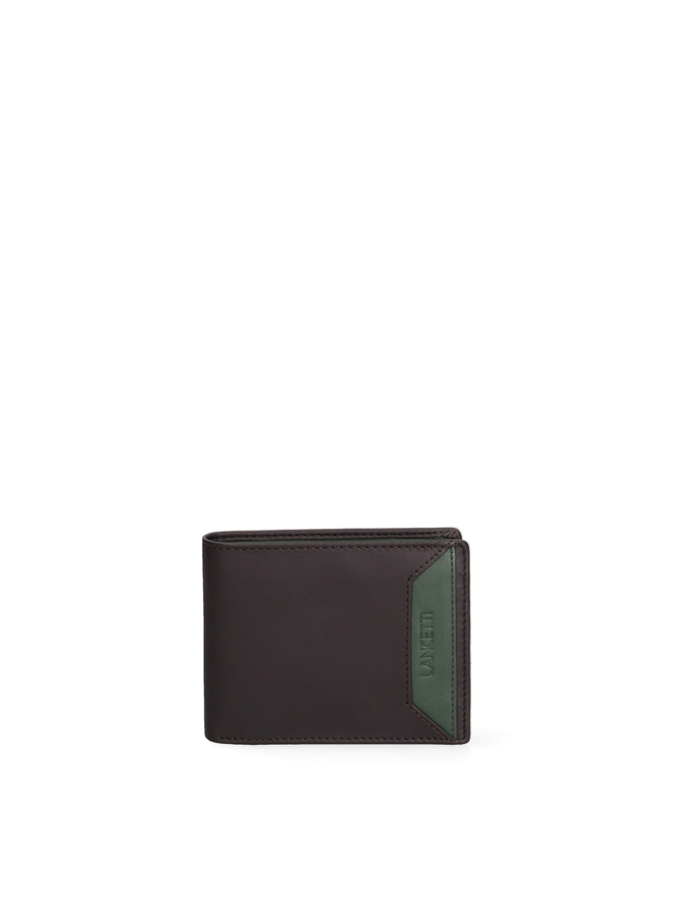 Portamonete 'Portafoglio Uomo Vera Pelle Lancetti Slim Compatto 12x9,5 cm' di Lancetti in marrone: frontale