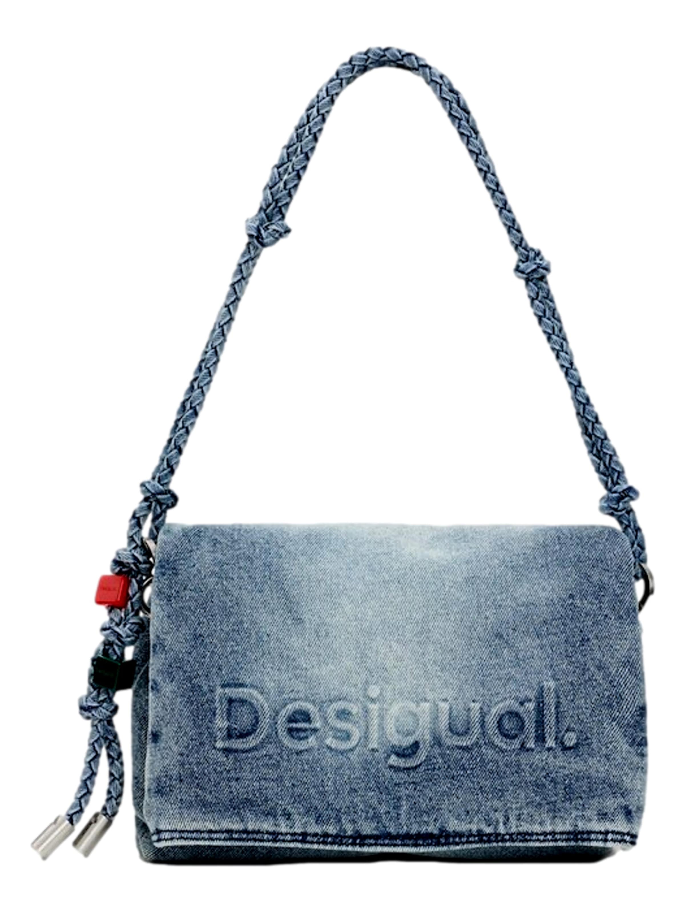 zils Desigual Rokassomiņa 'Half Logo Denim': no priekšpuses