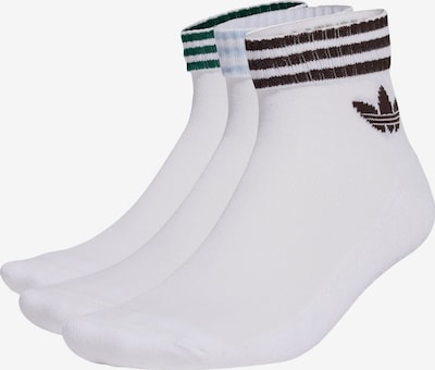 Kojinės '3-Stripes Ankle 3 Pairs' iš ADIDAS ORIGINALS, spalva – pastelinė mėlyna / tamsiai ruda / tamsiai žalia / balta, Prekių apžvalga