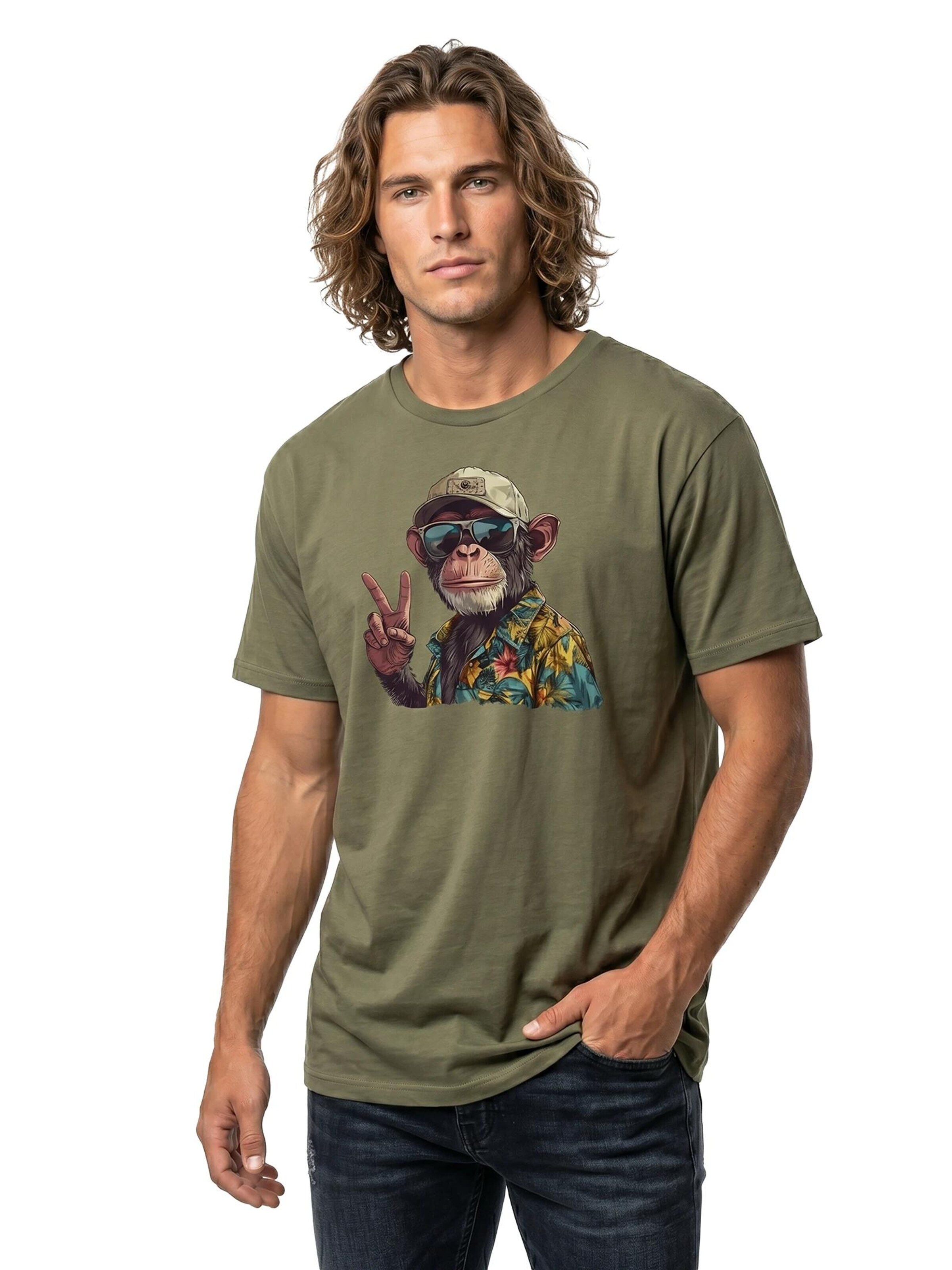 MAKAYA Shirt 'Peace Affe' in Green