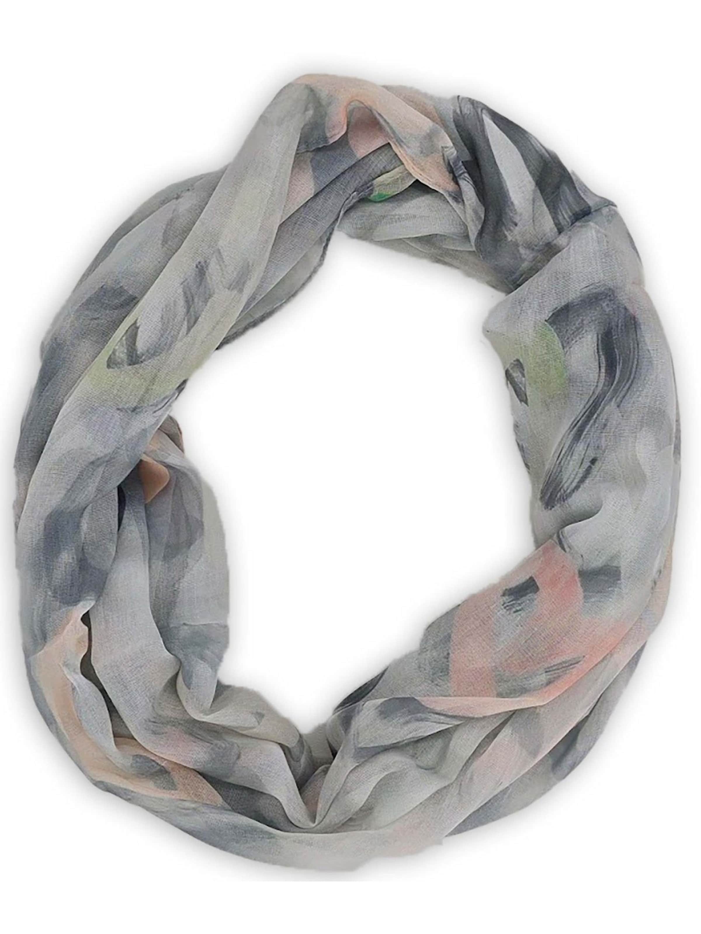 styleBREAKER Schlauchschal 'Loop mit Brushstroke Herz Muster'‌‌‌‌‌‌‌‌‌‌ in Grau: Vorderseite