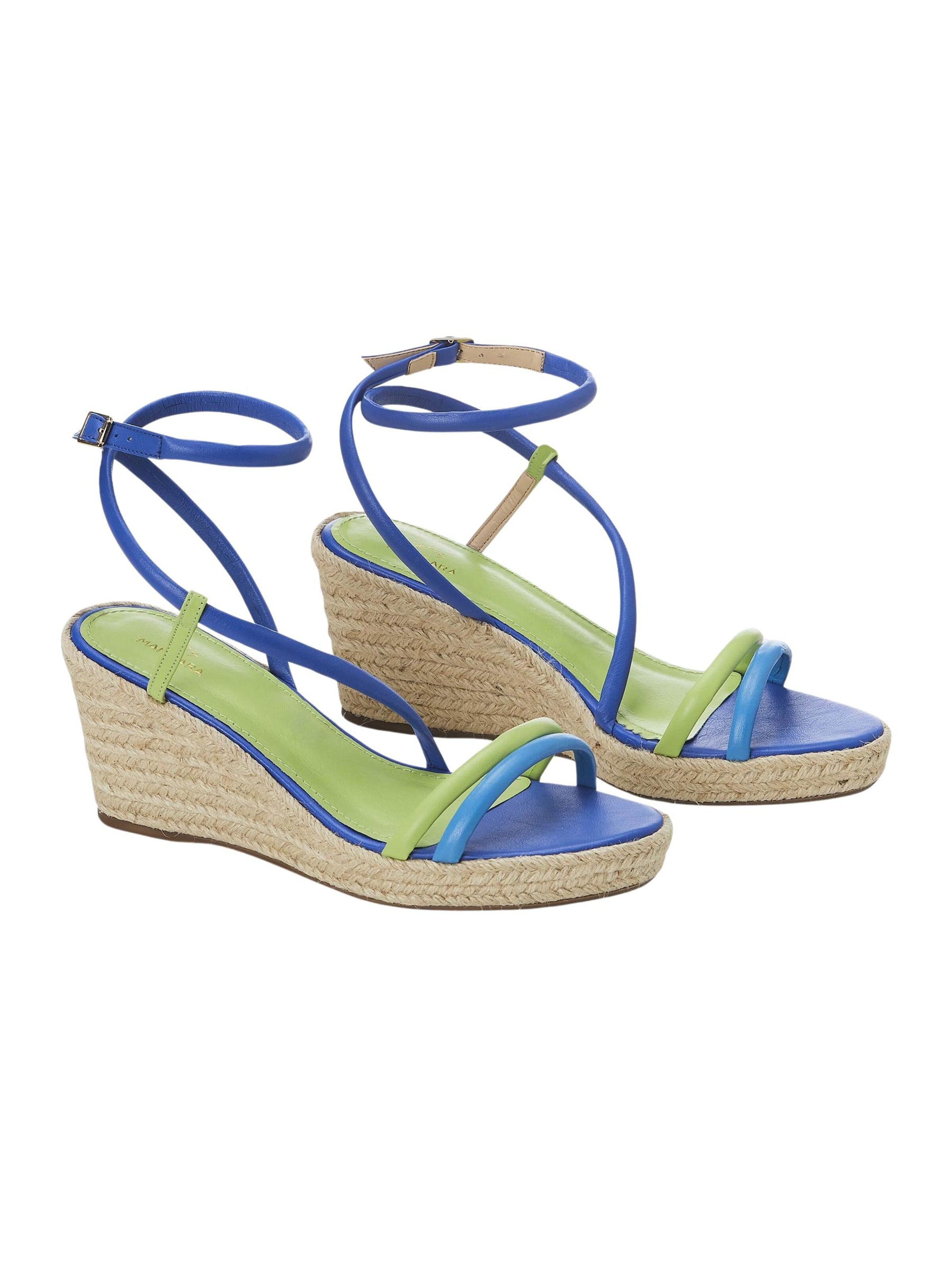 Sandalo con cinturino 'Sandale Compensée Espadrille en Cuir Bleu' di Mangara Atelier in blu
