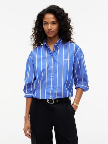 Tommy Jeans Bluse in Blau: Vorderseite