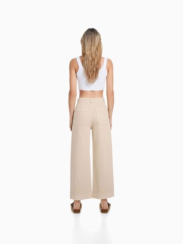 Bershka Wide leg Broek in Beige