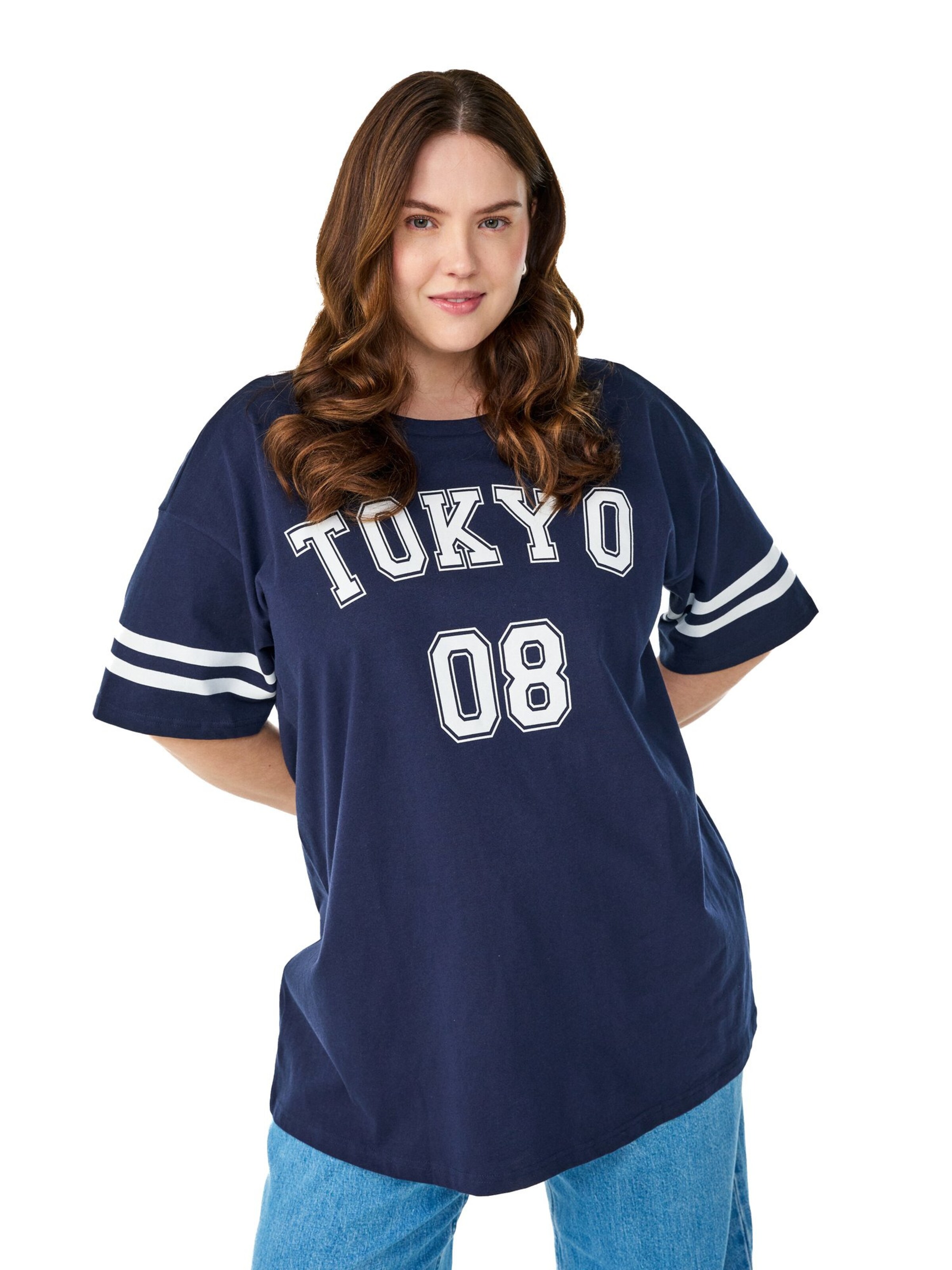 Maglietta 'Enilla' di Zizzi in blu: frontale