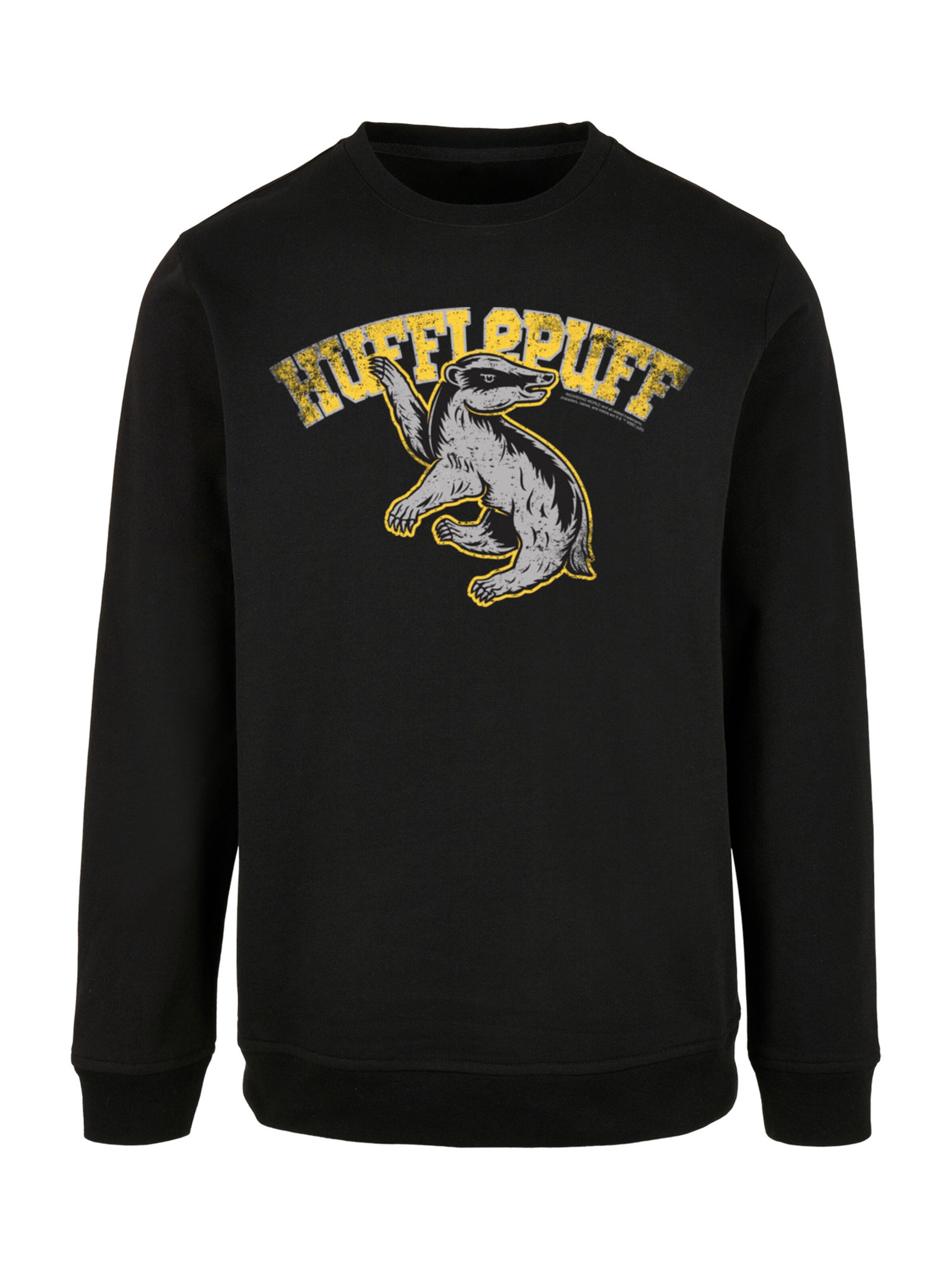 F4NT4STIC Sweatshirt 'Harry Potter Hufflepuff Sport Emblem' in Zwart: voorkant