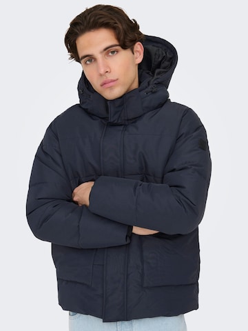 Only & Sons Winter Jacket 'Carl' in Blue