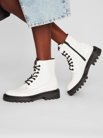 Tamaris Lace-Up Ankle Boots in White