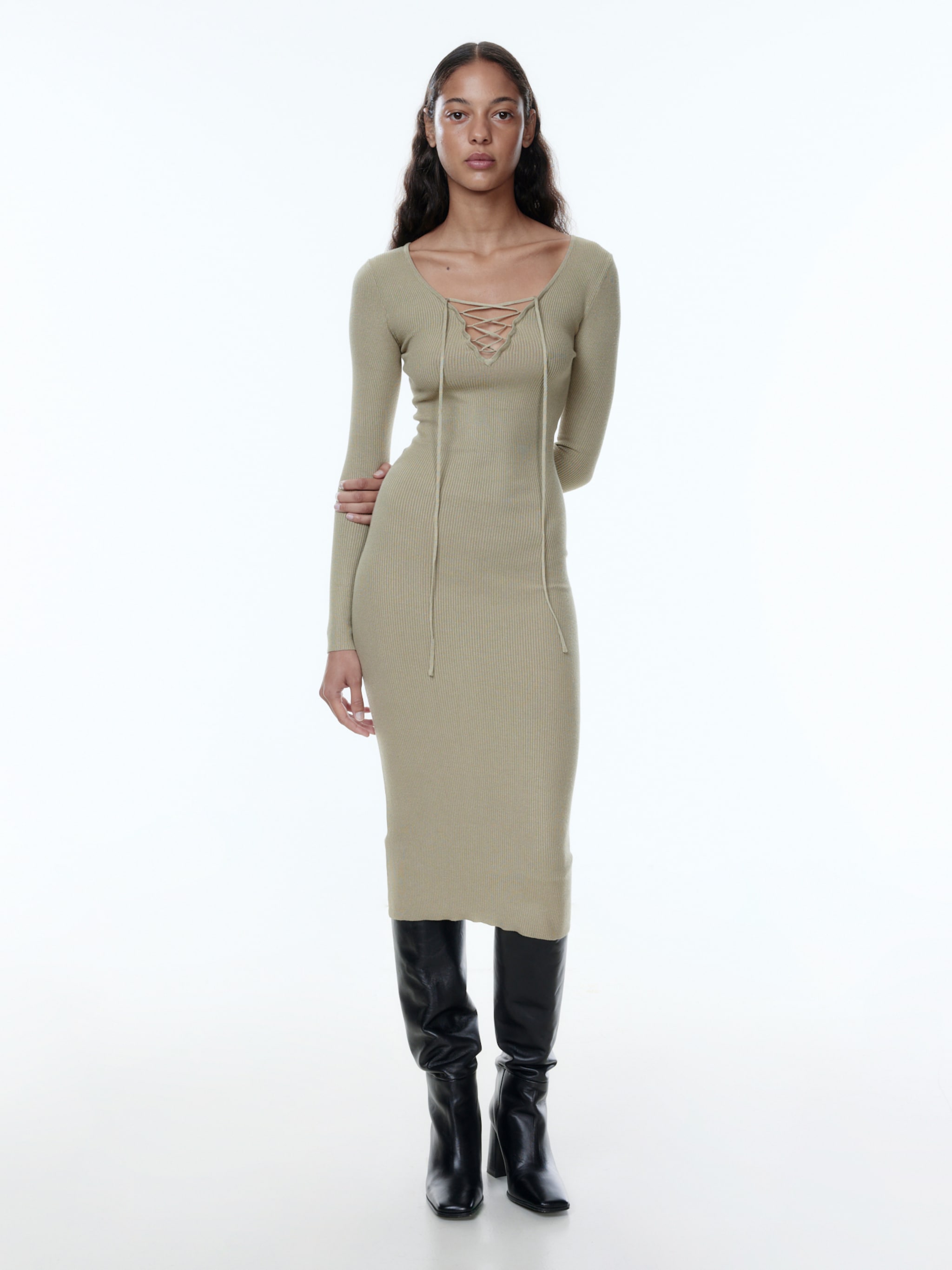 EDITED Producten Gebreide jurk 'Engelina' Groen