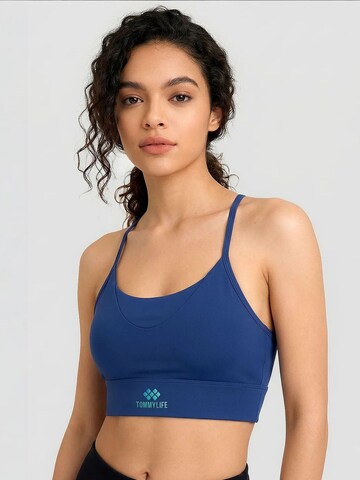 Tommy Life Bra 'TOMMY Damen-Figurbetontes Crop-Active-Top' in Blue: front