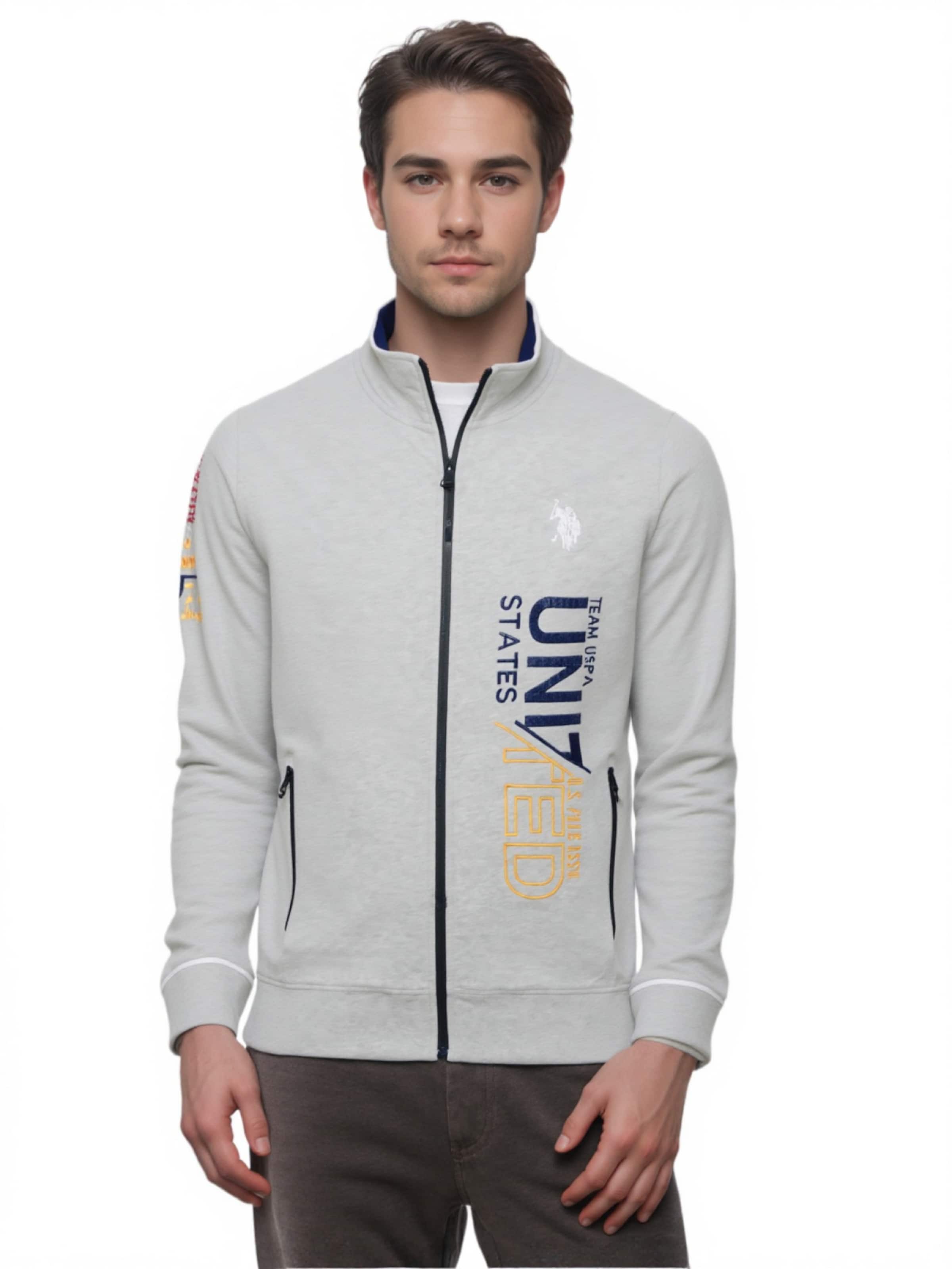 Veste de survêtement U.S. POLO ASSN. en gris : devant