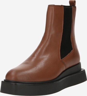 NEWD.Tamaris Chelsea boots i brun: framsida