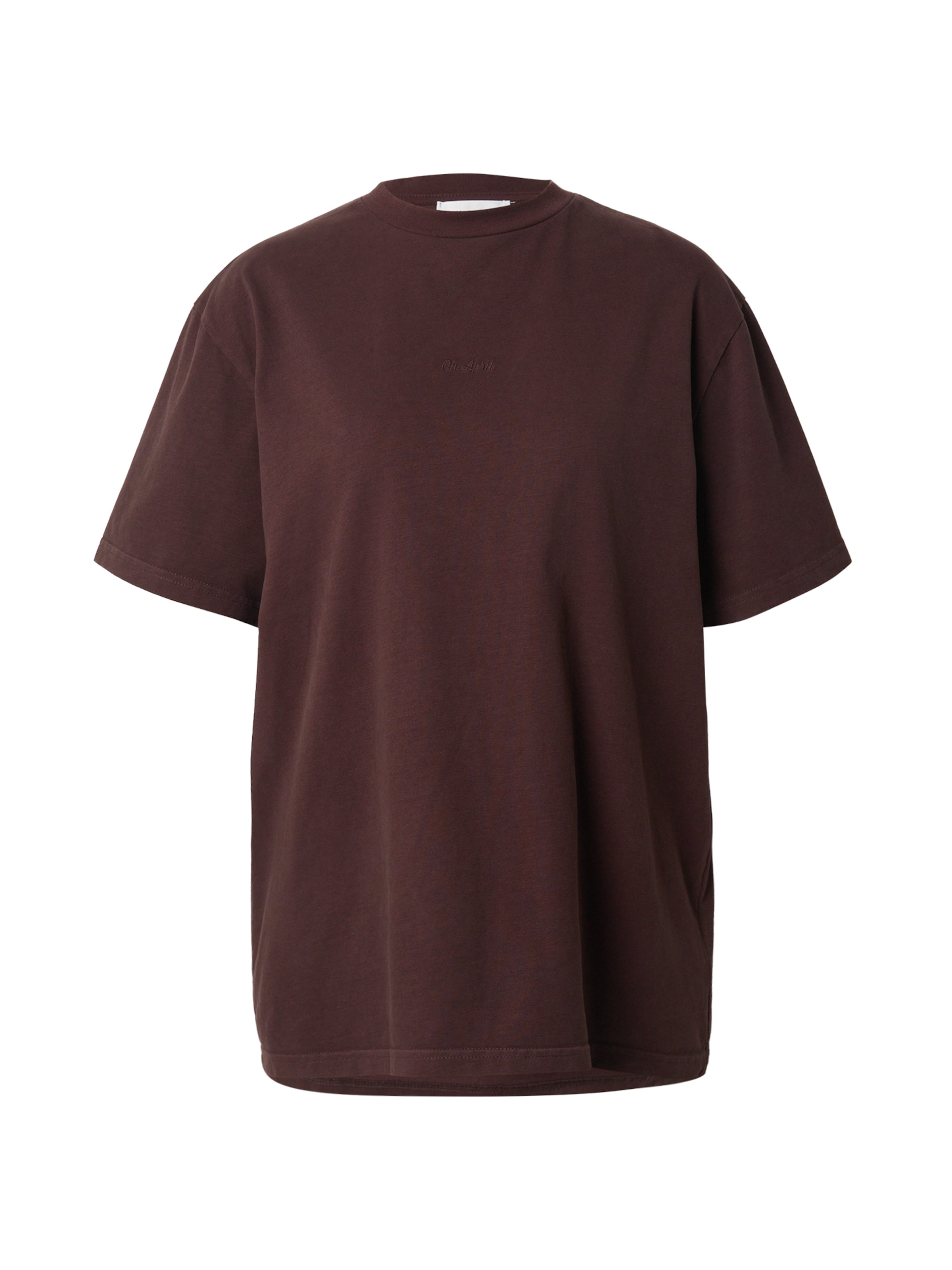 OH APRIL Μπλουζάκι 'Good Karma' σε καφέ: μπροστά