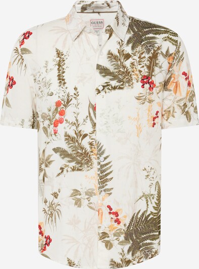 GUESS Button Up Shirt 'BOTANIC GARDEN' in Green / Orange / Red / Off white, Item view