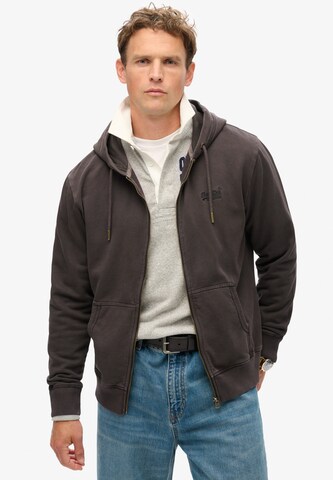 Superdry Sweatvest 'Essential' in Bruin: voorkant