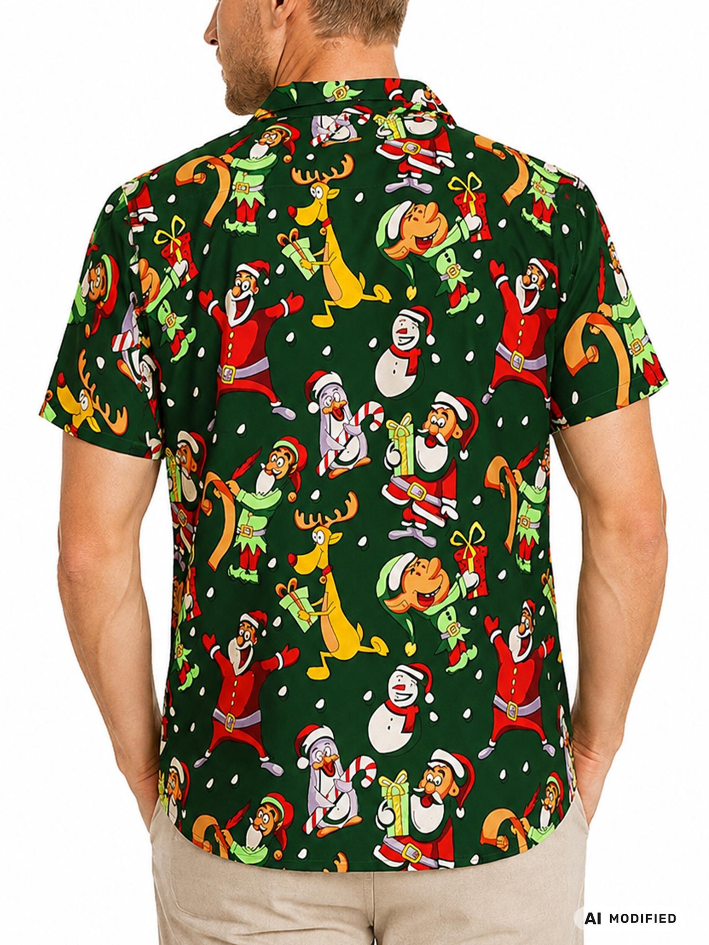 Regular fit Camicia 'Christmas Written Santa' di King Kameha in verde