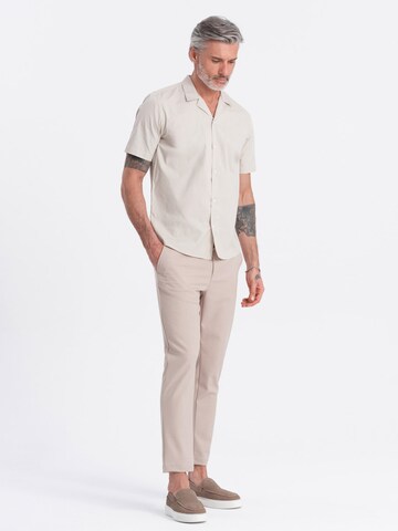 Ombre Comfort fit Button Up Shirt 'OM-SHSS-0168' in Beige