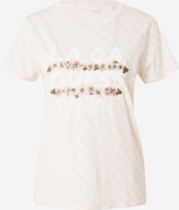 T-shirt GUESS en beige : devant