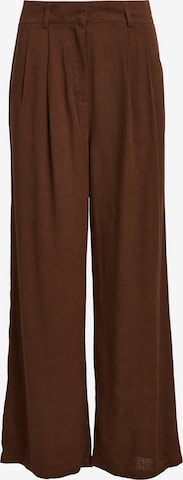 OBJECT Wide leg Pleat-Front Pants 'Panda' in Brown: front