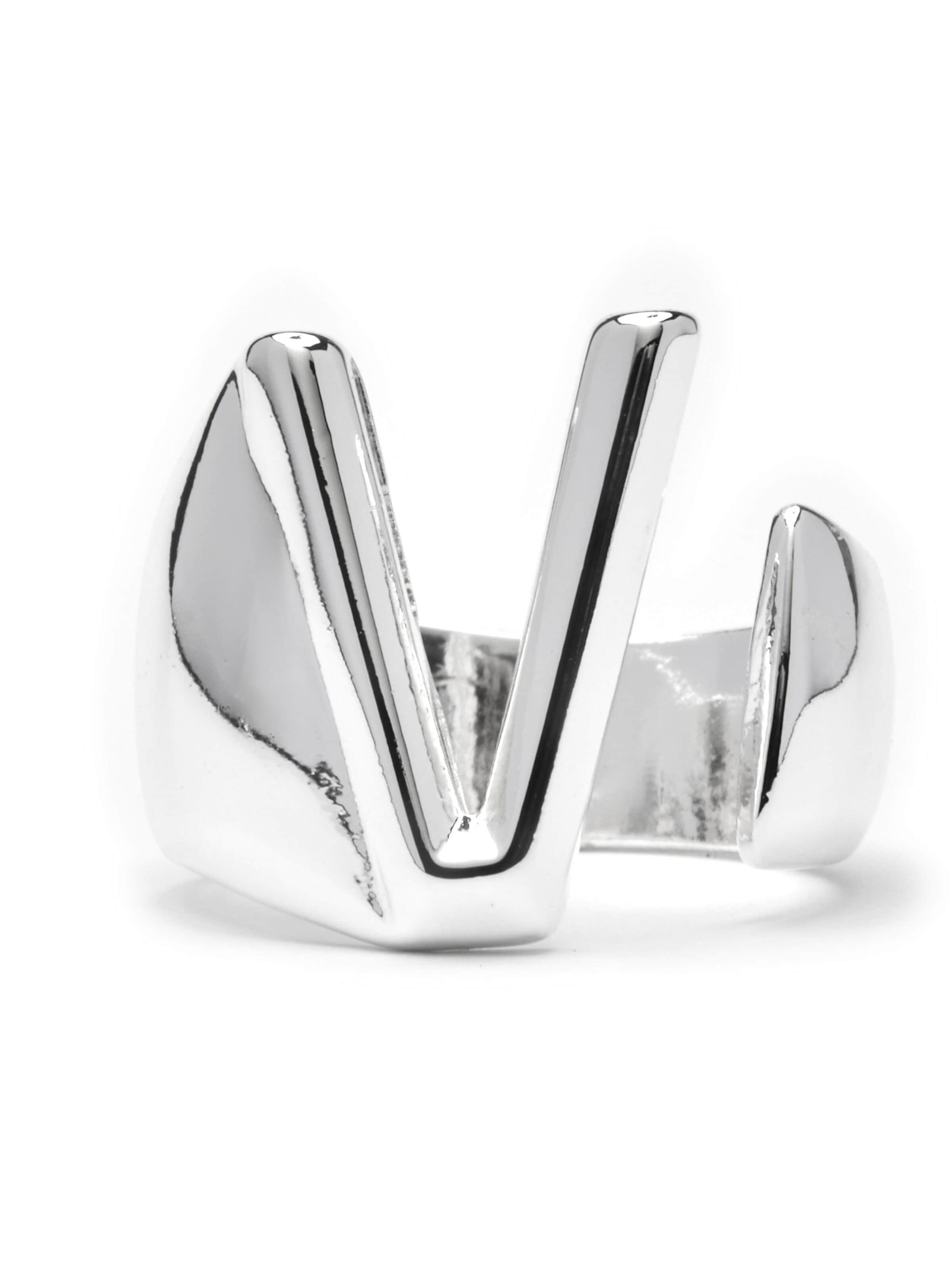 Bague 'Alphabet  V' Luxenter en argent : devant