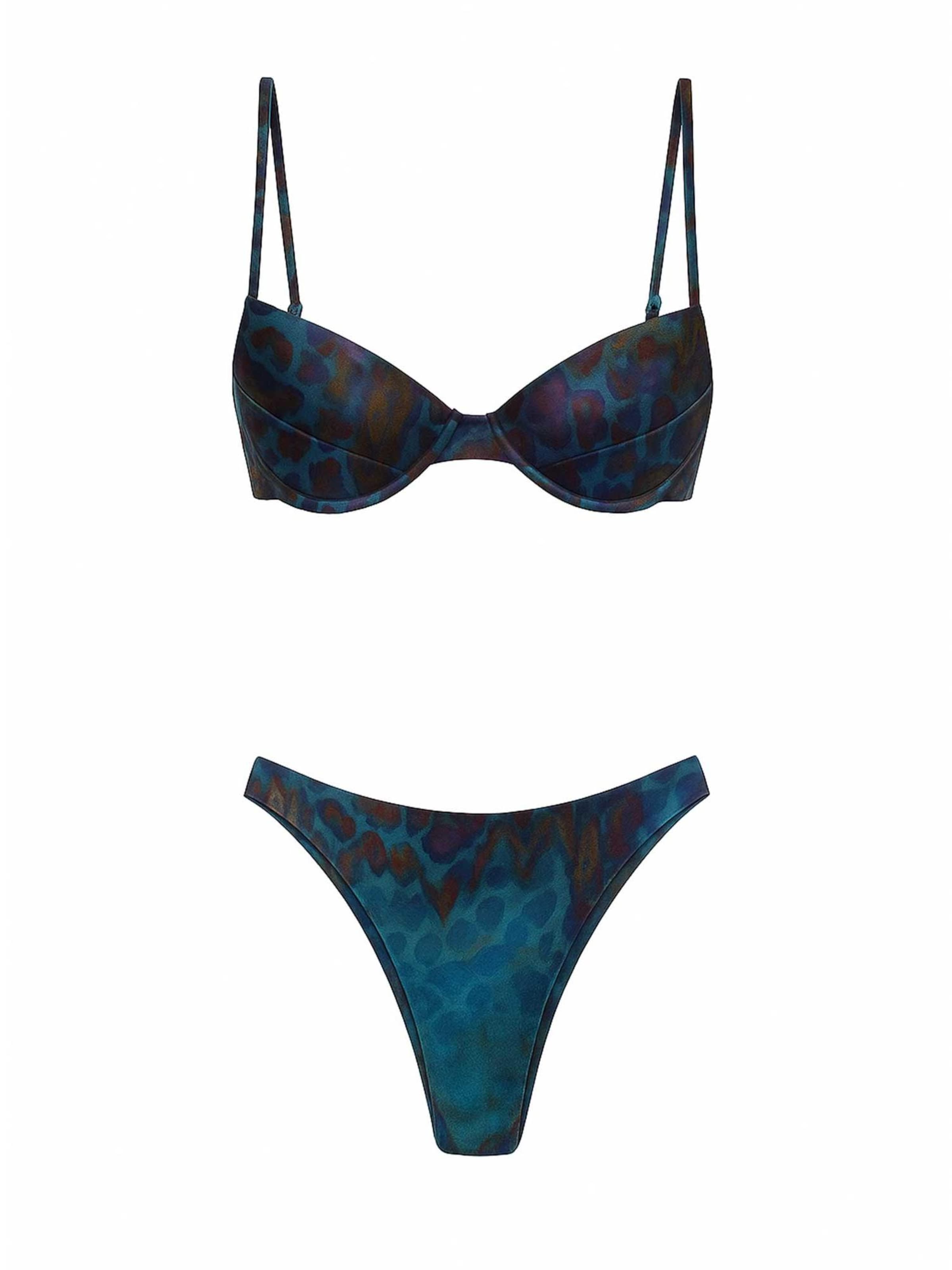 Kalaia Balconette Bikini 'Blue Leopard Balconette Bikini' in Blauw: voorkant