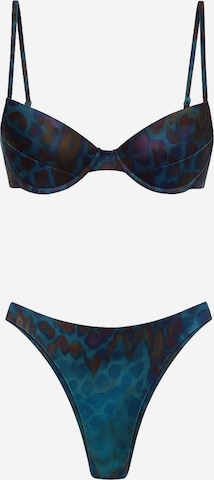 Kalaia - Bikini 'Blue Leopard Balconette Bikini' en azul: frente