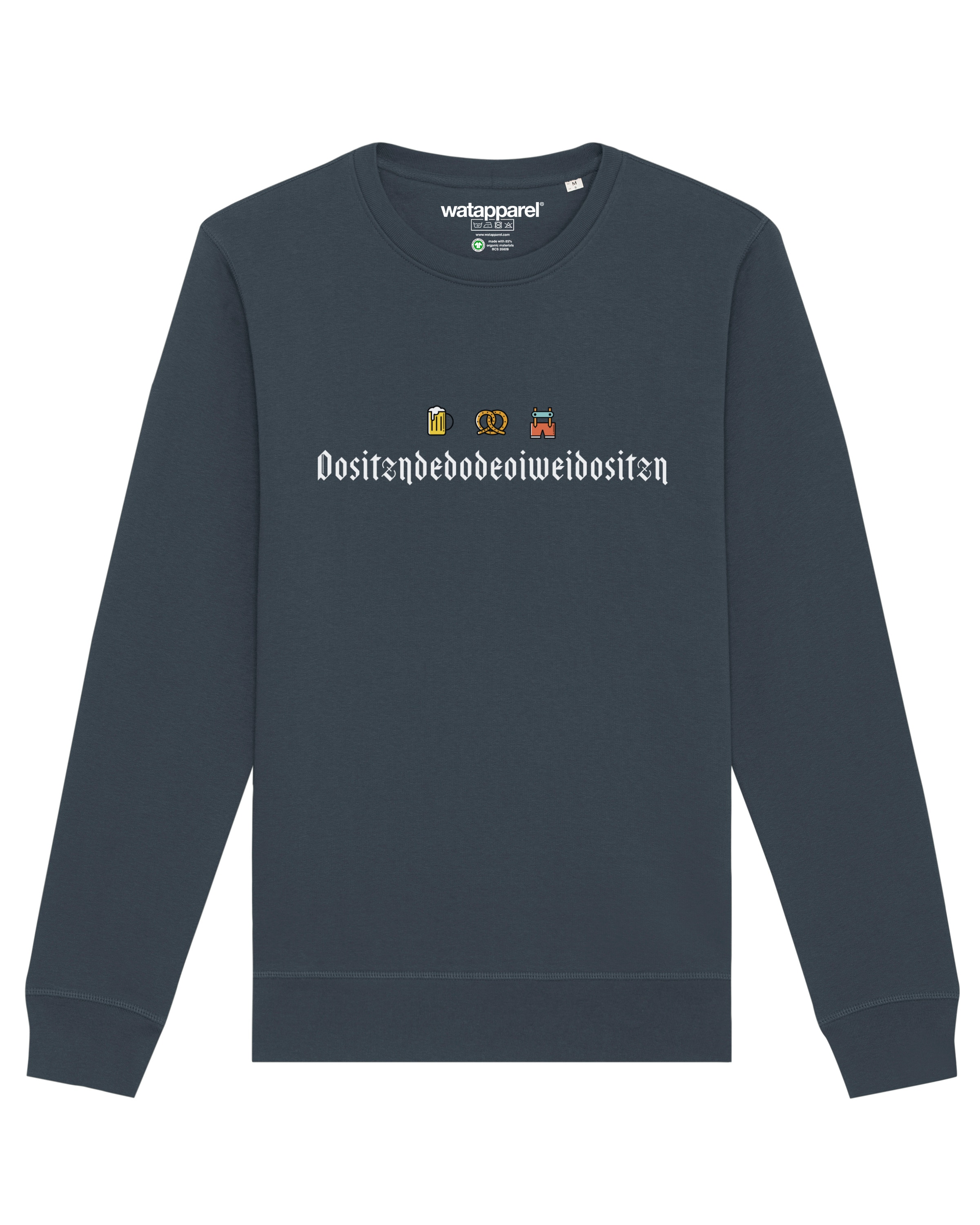Watapparel Sweatshirt 'Dositzndedodeoiweidositzn' in Grijs: voorkant