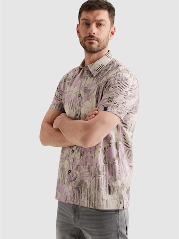 PME Legend Regular fit Overhemd 'Shirt with short sleeves and allover print' in Roze