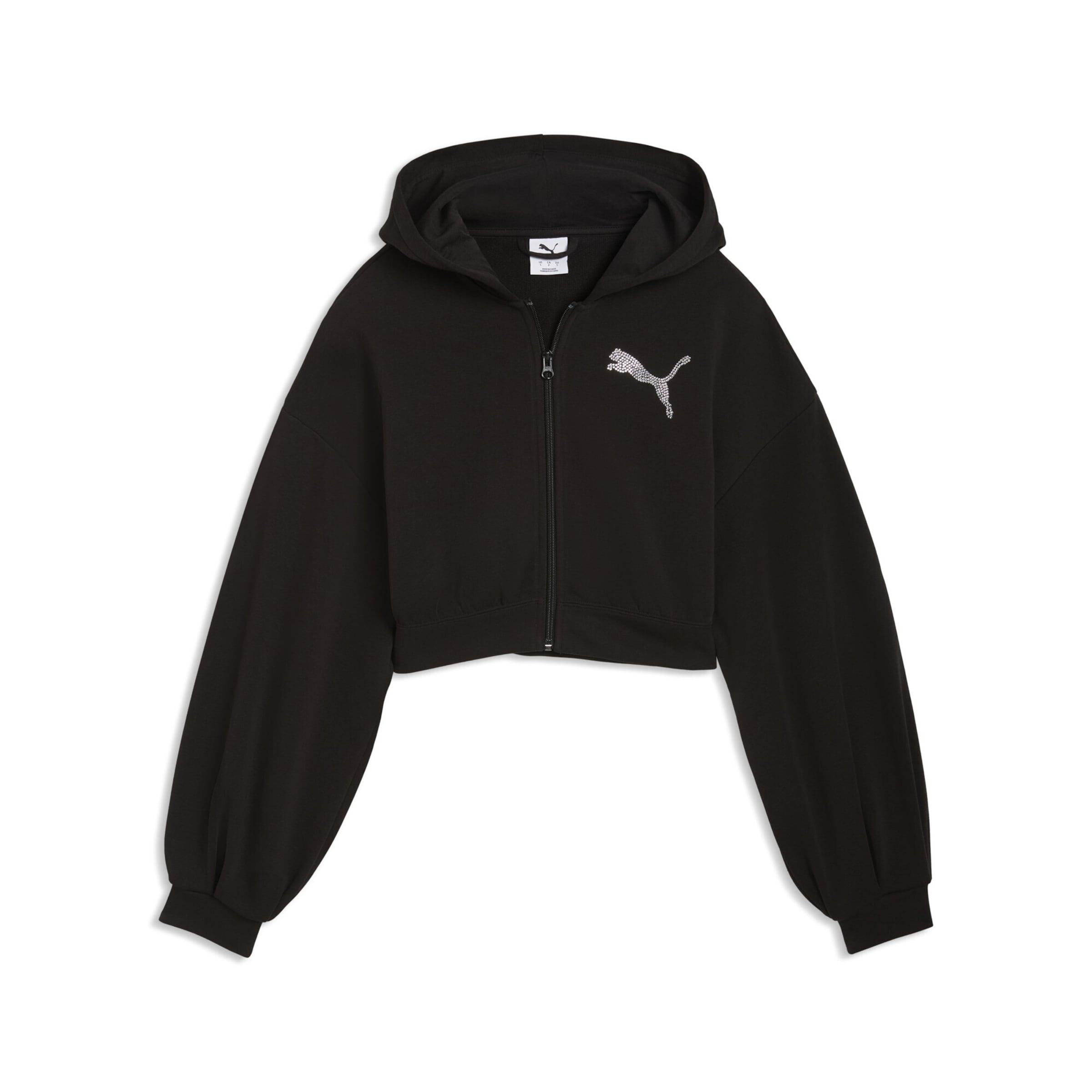 PUMA Sweatjacke 'Essentials Graphics' in Schwarz: Vorderseite