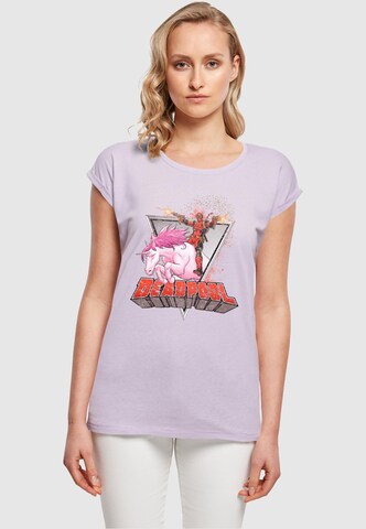 ABSOLUTE CULT T-Shirt 'Deadpool - Rides A Unicorn' in Lila: predná strana
