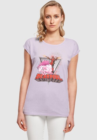 ABSOLUTE CULT T-Shirt 'Deadpool - Rides A Unicorn' in Lila: Vorderseite