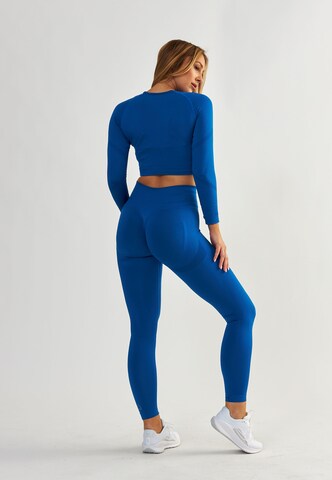 BeShaped Skinny Sporthose 'Aan de slag!' in Blau
