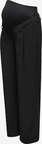 Only Maternity Wide leg Bandplooibroek 'OLMPLEAT' in Zwart: voorkant