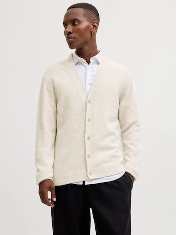 JACK & JONES Knit cardigan in Beige: front